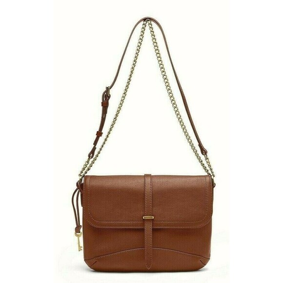 New Fossil Edelyn Crossbody bag Leather Medium Brown - Picture 2 of 3
